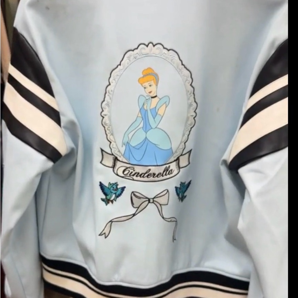 Forever 21 - Disney Cinderella Light Blue Varsity Jacket with Black & Cream Trim - Picture 2 of 4